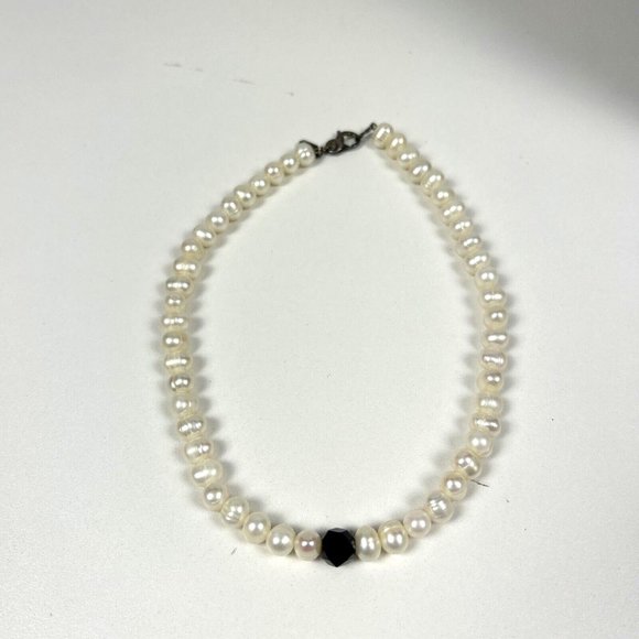 Suzanne Kalan  Sterling Silver .925 U.S.A Pearl Jet Bead Necklace 15" in Length - Picture 7 of 9